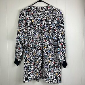 Tandy Neiman Marcus Vintage‎ Zebra Print Colorful Accents Long Sleeve Dress